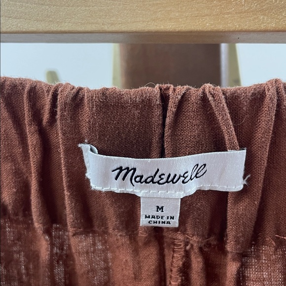 Madewell Linen-Blend Side-Button Midi Skirt Burnt Umber - Picture 3 of 4